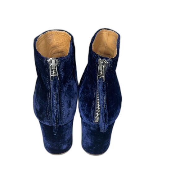 Madewell The Jillian Navy Blue Suede Leather Zip Heeled Booties Boots - Picture 5 of 8